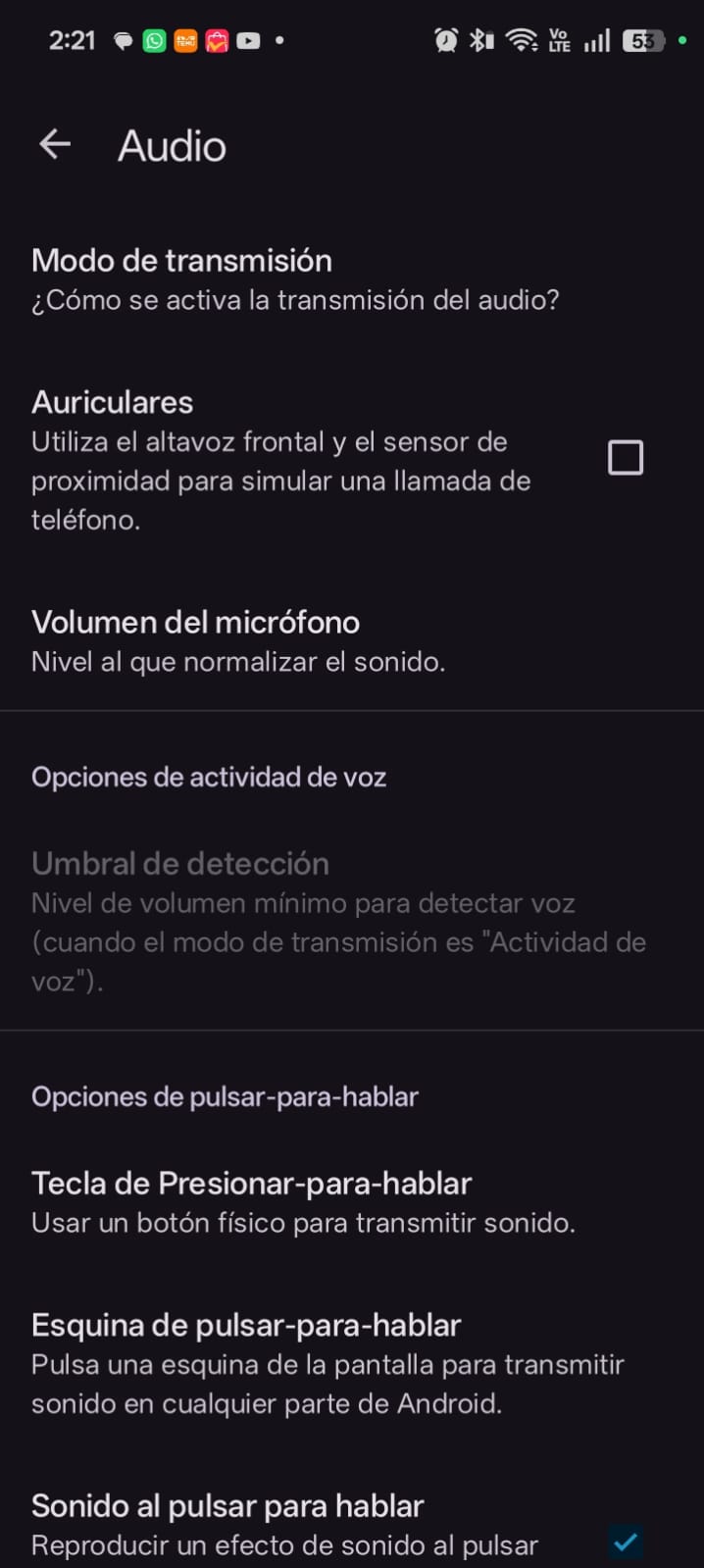 Configuración de la aplicación